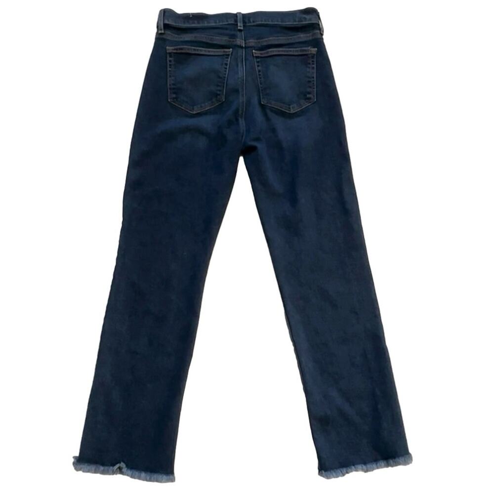 Loft Jeans Dark Wash High Waist Straight Leg Frayed Hem Denim Jeans Size 4 - Picture 7 of 12